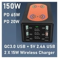 thumbnail image 2 of 150W Multi USB Wireless Charger 4 Port USB Charging Station Organizer QC 3.0 Fast Charging Dock Station For Cellphone,Tablet,and More ,Multi-Device Charger, 2 of 7