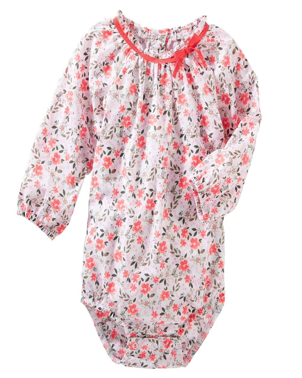 Oshkosh B'gosh Baby Girl 18 24 Months Floral Poplin Long Sleeve Bodysuit 