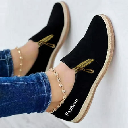 

Cathalem Business Casual Shoes for Women Wedges Ladies Fashion Solid Color Round Toe Shallow Mouth Casual Shoes for Women Born Black 9