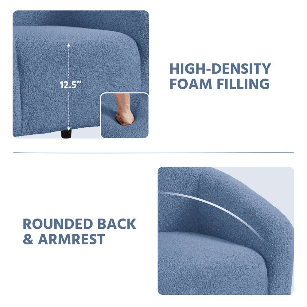 Renwick Set of 2 Boucle Upholstered Club Chair, Blue