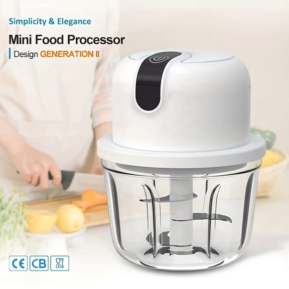 350ML Electric Garlic Chopper, Portable Veggie Chopper,Garlic Grinder Masher Onion Chopper, Blender to Vegetable, Cordless Food Processor for Ginger, Chili, Fruit, Meat, Spices, Beans, etc