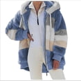thumbnail image 1 of Chaqueta de mujer Moda Patchwork Felpa Cremallera Abrigo con capucha Regalo de Navidad-3, 1 of 2
