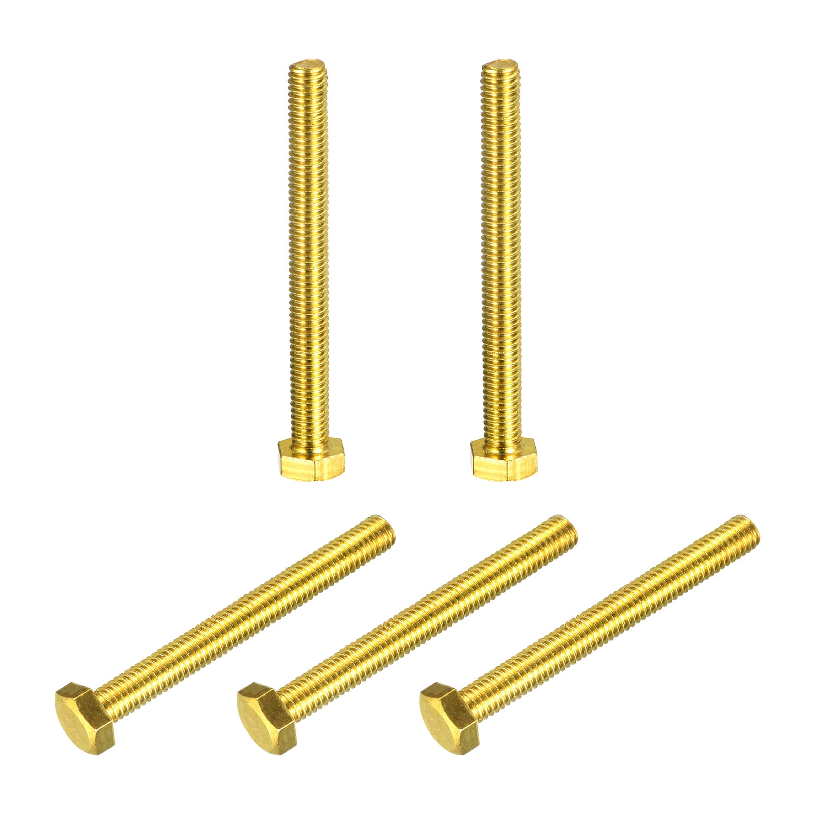 Brass Hex Bolts M6x60mm 5 Pack Fully Thread Grade 4 8 Machine Screws