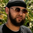 thumbnail image 3 of Street Knitted Tint Men's Woodgrain Gold Frame Round Hip Hop Fashion Sunglasses, Brown, 3 of 4