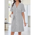 thumbnail image 2 of Avidlove Button Down Nightgowns for Women Short Sleeve Sleep Shirts Notch Collar Pajamas Dress Soft Sleepwear, 2 of 7
