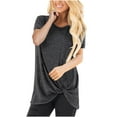thumbnail image 3 of Mittory Women's Tops Short Sleeve Twist Knotted T Shirts Summer Blouse Tunic Tops, 3 of 5