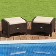thumbnail image 2 of Costway 2 Pieces Outdoor Patio PE Wicker Ottomans with Removable Cushions Footstools Beige, 2 of 9