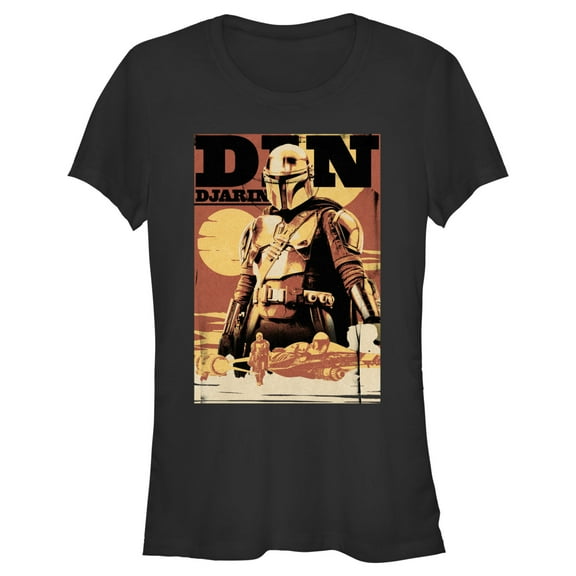 Junior's Star Wars: The Book of Boba Fett Din Djarin Poster Graphic Tee Black Small