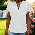 thumbnail image 4 of T Shirts for Women 2026 Summer Short Sleeve V Neck Cotton Linen Dressy Casual Office Work Tshirt Blouse, 4 of 7