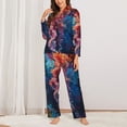 thumbnail image 2 of Pofeuu Colorful Jellyfish Abstract Print Womens Pajamas Set Long Sleeve Sleepwear Button Down Nightwear Soft Pj Lounge Sets Button Down Pajamas Women-X-Large, 2 of 7