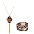 thumbnail image 5 of Collar con borlas de leopardo y pelo de caballo con trébol de cuatro hojas, pendientes largos de moda, collar de traje, cadena de suéter para mujer, 5 of 5