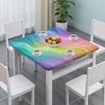 thumbnail image 3 of Rainbow Tie Dye Swirl Pattern Square Fitted Tablecloth with Elastic Edge,Square Table Cover,Washable Elastic Table Cover for Home Kitchen Party Decor 36"x36", 3 of 6