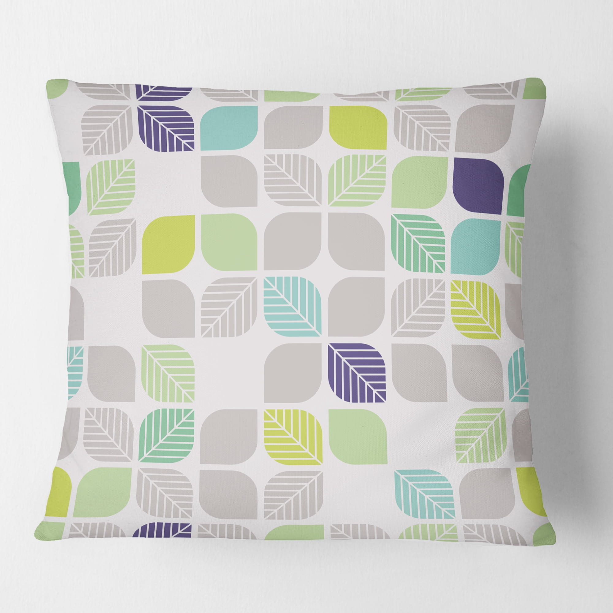 Designart geometric pattern with leaves' Mid-Century Modern Throw Pillow - 18x18