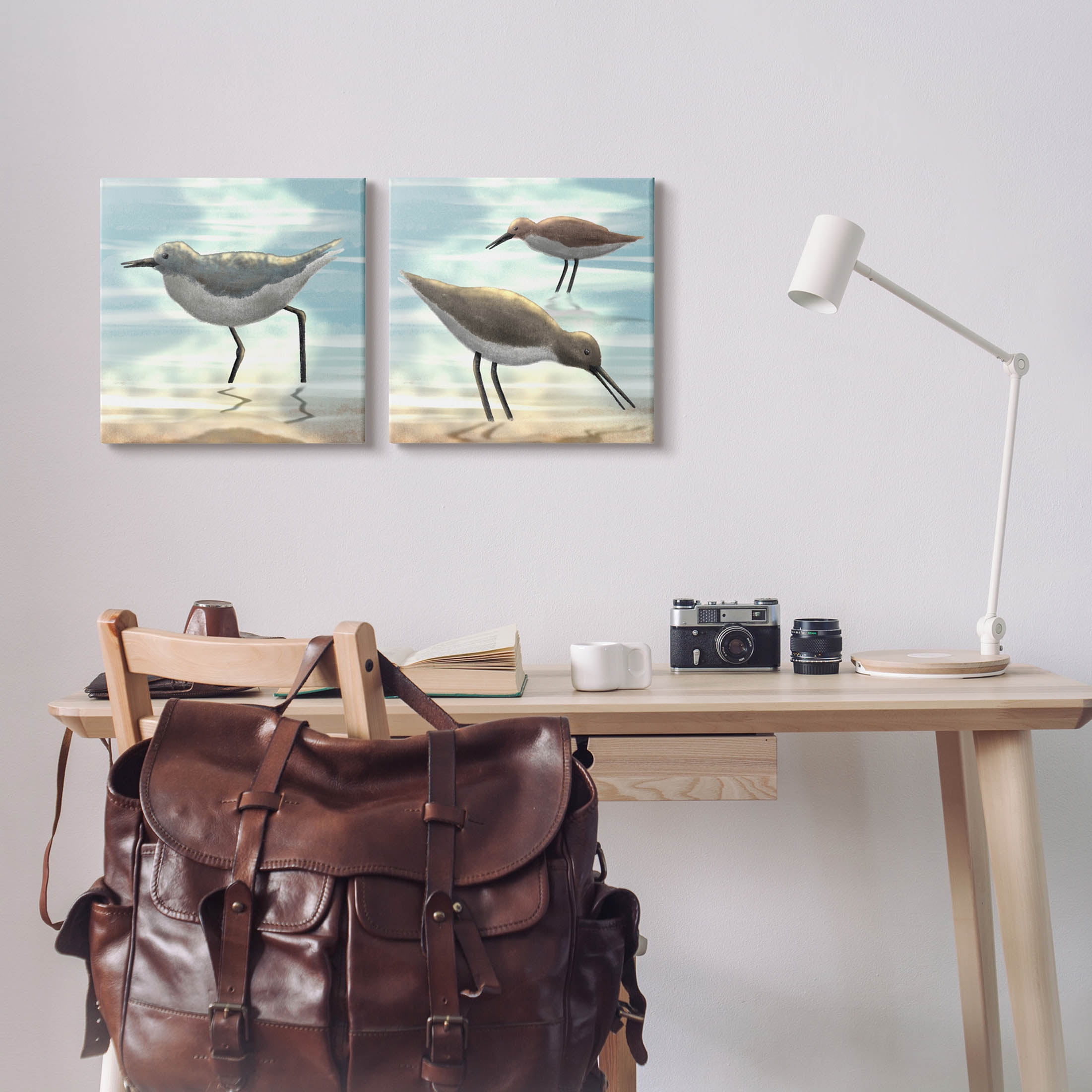 Stupell Industries Dawning Friends Sandpiper Coast Graphic Art Gallery Wrapped Canvas Print Wall Art, Set of 2, Design by Marcus Prime