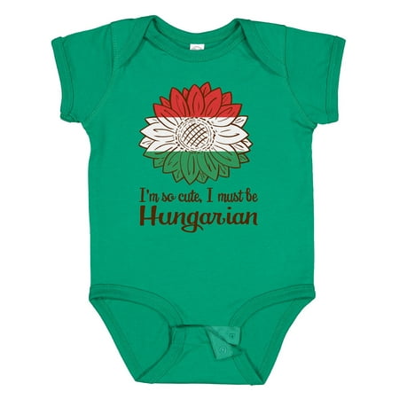 

Inktastic I m So Cute I Must Be Hungarian Hungary Sunflower Gift Baby Boy or Baby Girl Bodysuit