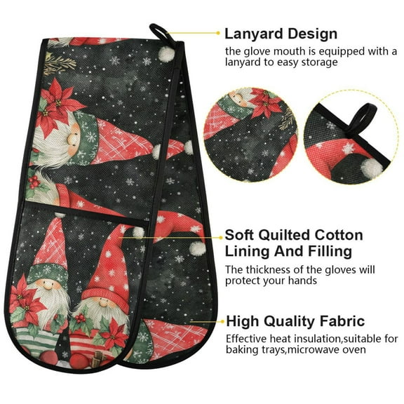 BZSMCE Oven Mitts Chrismas Dwarf Creative Pattern Resistant Kitchen Gloves