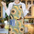 thumbnail image 6 of Green Sunflower Pattern Apron-Garden Aprons for Women with Pockets-Cotton Linen Waterproof Kitchen Cooking Gardening Aprons Adjustable for Kitchen,Cooking,BBQ and Salon 33x27 Inch, 6 of 7
