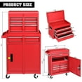 thumbnail image 5 of 2-IN-1 Tool Chest with Drawers, Seizeen 2-tier Rolling Tool Box & Cabinet Large Capacity with 4 Drawers, Lockable Tool Box Organizer On Wheels, Red, 5 of 6
