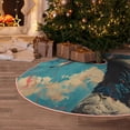 thumbnail image 6 of Daiia Blue Watercolor Duck Drawing Merry Christmas Tree Skirt , Xmas Large Lace-up Tree Skirt, Santa Snowflakes Rustic Home Decorations New Year Party Farmhouse Decor-36", 6 of 7