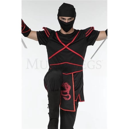 Sky Hosiery 76609-BLACK-RED-XL Ruthless Ninja Costume, Black & Red - Extra Large - 5 Piece