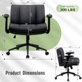 thumbnail image 3 of HUJHKIO Cross Legged Office Chair with Flip-Up Arms, Wide Swivel Chair, 360° Rolling Ergonomic Desk Chair, Adjustable Comfy Leather Seat for Home Office, Vanity & Study, Supports 300 lbs, Black, 3 of 9