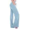 thumbnail image 2 of Autumn Women Workout Out Leggings Stretch Waist Button Pocket Yoga Gym Loose Pants Gift for Women Sky Blue XXL, 2 of 9