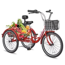 Lilypelle Adult Tricycles 7 Speed 20/24/26 Inch Three Wheel Bike Cruiser Trike with Low-Step Through Frame/Large Basket for Men, Women, Seniors
