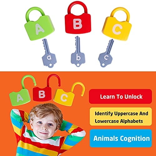 Dinhon Color Alphabet Learning Lock Toys Combinación de letras educativas con 26 cerradura Dinhon Dinhon
