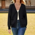 thumbnail image 2 of Fiaer Lightweight Cardigan Sweaters for Women V-Neck Casual Long Sleeve Pocket Tops for Daily Black XS, 2 of 6