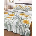 thumbnail image 3 of Quilts Full Size, Yellow Spring Floral Soft Comforter Bedding Set for Bed, Watercolor Summer Botanical Lightweight Quilted Bedspread with Pillow Cover(2 Pieces) for All Season, 78x90 Inch, 3 of 6