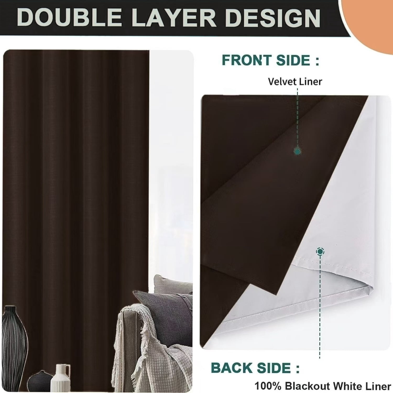 100% Blackout Velvet Curtains with Grommet, Thermal Insulated Super Soft Privacy Noise Reducing Velvet Curtains for Bedroom, 2 Panels