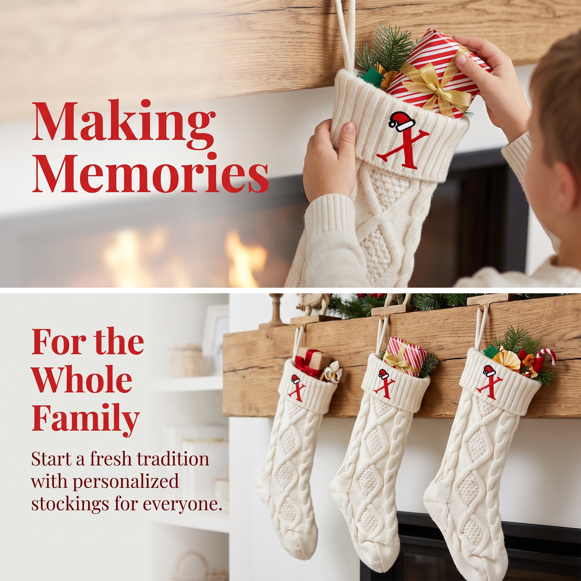 Unique Bargains Canine Bone Christmas Stocking Luxury Puppy Holiday Keepsake Sack Letter X 17"