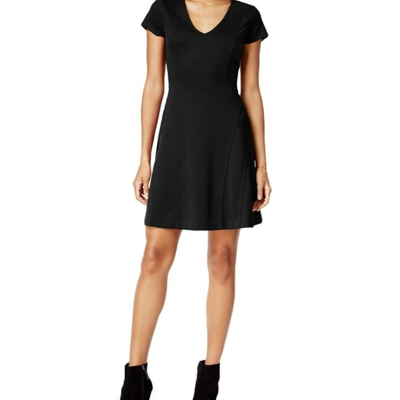 maison Jules Womens Fit & Flare A-line Dress, Black, X-Small