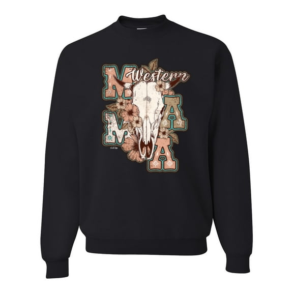 Wild Bobby Western Ma Steer Pink And Grey Distressed Pop Culture Unisex Crewneck Sweatshirt, Black, Small