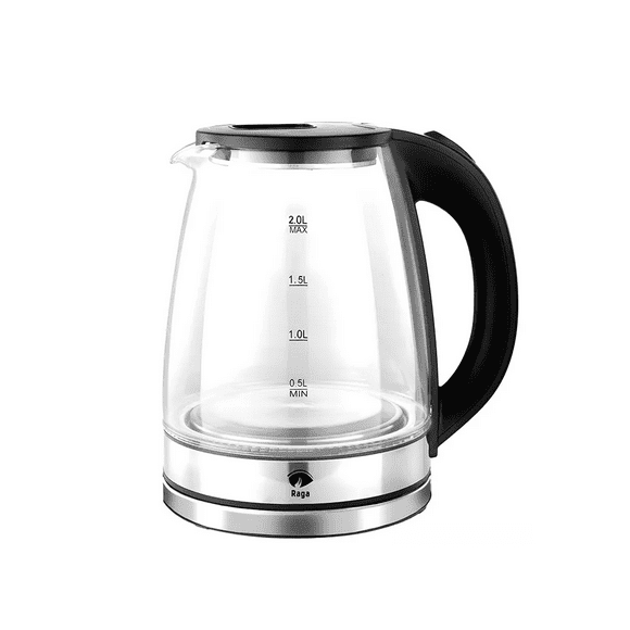 Tetera Eléctrica Con Jarra De Vidrio Hervidor 2 Lt Acero Inoxidable Color Negro