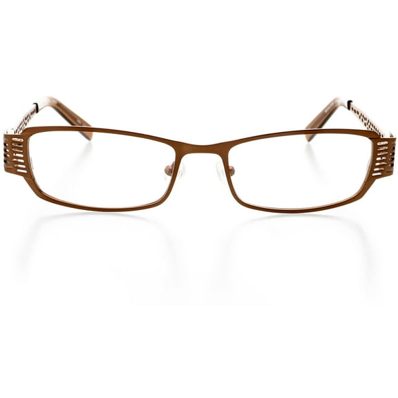 Womens Optical Eyewear - Rectangle Shape, Metal Full Rim, Cocoa