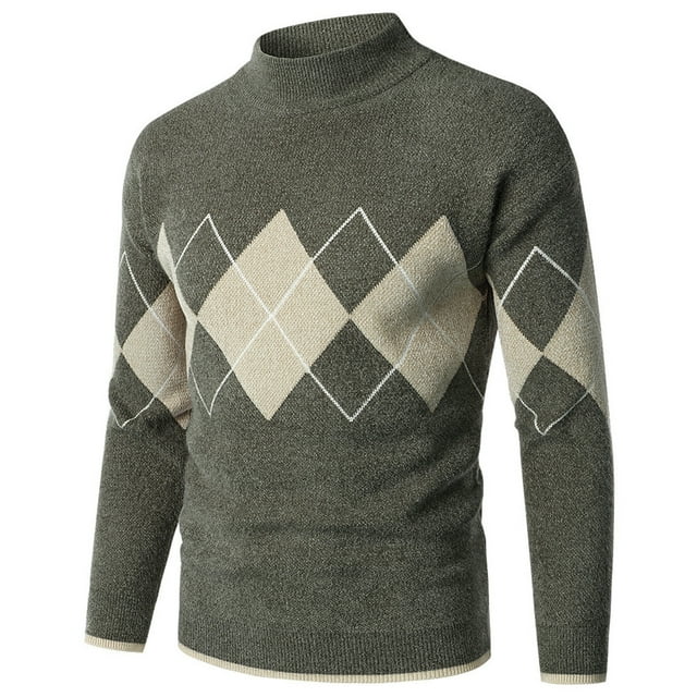EGNMCR Chandails à Col Roulé pour Hommes, Col Montant, Chandail Mode à Manches Longues, Demi-Col Montant, Cadeaux pour Hommes