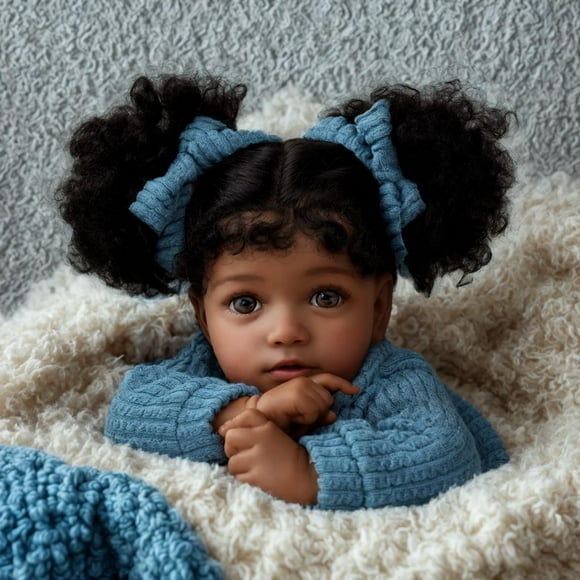 Muñeca Reborn JIZHI Black Girl, 50 cm, realista, con caja de regalo