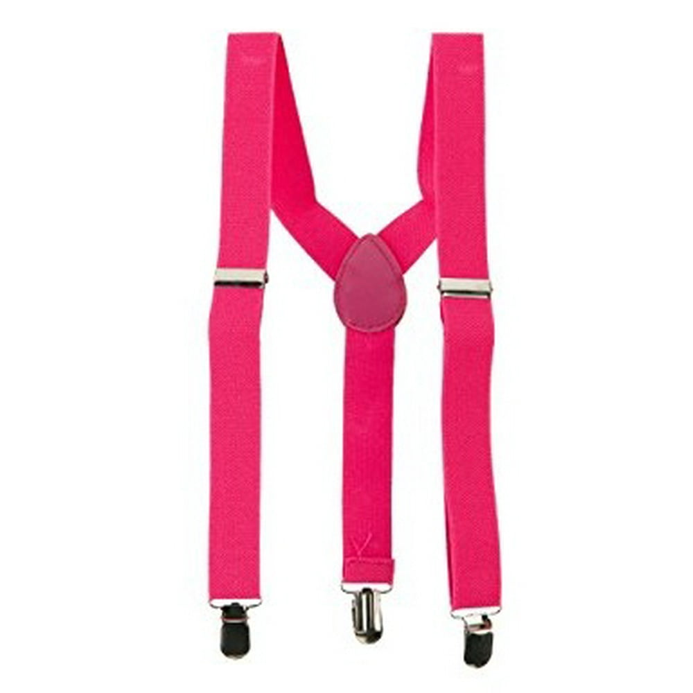 Coool Kid's Solid Colored Suspenders Hot Pink OSFM