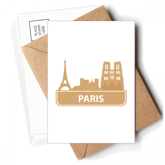 Paris French Yellow Landmark Pattern Postcards Envelopes Blank Note Cards Mailing