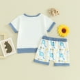 thumbnail image 4 of ESASSALY Toddler Little Boys 2 Pieces Outfits Short Sleeve Dinosaur T-Shirt  Shorts Sets, 4 of 7