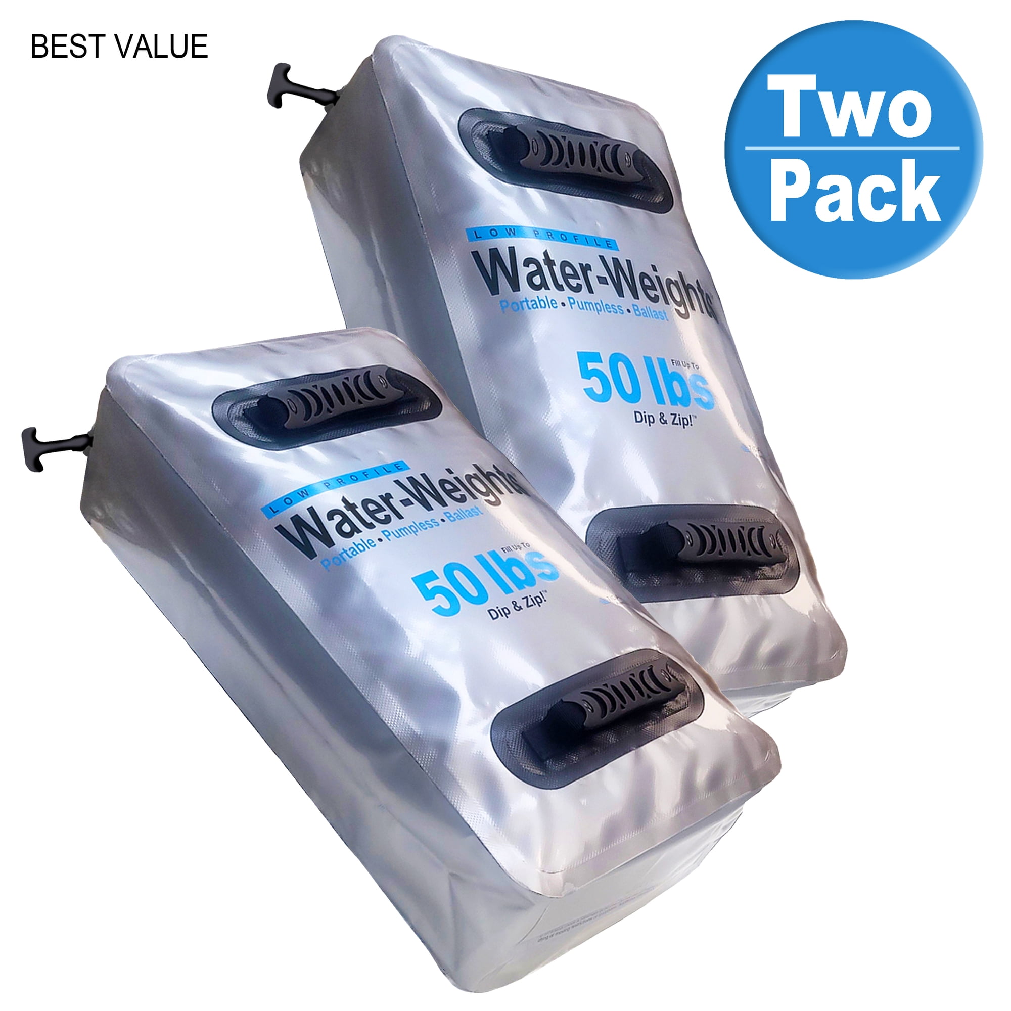 Tidal Wake Boat Ballast Bag 2 Pack, 50 lb Portable Water Weights for Wakesurfing, Wakeboarding & Foiling, No Pump Required