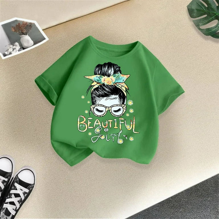 Shirts for Girls 5T Toddler Boys Girls Prints Short Sleeve Cat