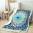 thumbnail image 2 of Bohemian Paisley Blanket Hippie Mandala Throw Blanket for Bed, Vintage Persian Fleece Blanket Boho Oriental Floral Sherpa Blanket, Abstract Watercolor Artwork Fuzzy Blanket Turqoise Teal Decor, 2 of 6
