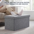 thumbnail image 6 of Ornavo Home Foldable Tufted Linen Large Storage Ottoman Bench Foot Rest Stool/Seat - 15" x 30" x 15" (Grey), 6 of 17