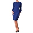 thumbnail image 2 of INSPIRE CHIC Vestido de Trabajo para Mujeres con Cuello Redondo, Manga de Pulsera, Volantes en la Parte Frontal, Vestido Lápiz S Azul Real, 2 of 5