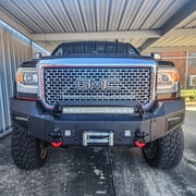 Vijay Front Bumper for 2015-2016-2017-2018-2019 GMC Sierra 2500HD/3500HD Textured Black Steel with Lights and D-rings