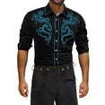 thumbnail image 5 of Long Sleeve Shirts for Men Solid Western Cowboy Embroidered Shirt Slim Fit Casual Button Shirt Light Blue M, 5 of 5