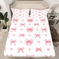 thumbnail image 2 of jejeloiu Cute Bowknot Bow Bed Sheets,Pink Bow Tie Loves King Sheets For Girls Kids 4pcs, 2 of 7