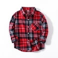 thumbnail image 4 of Kids Little Boys Girls Baby Red Plaid Flannel Shirt Jacket Long Sleeve Button Down Flannel Shirt Plaid Tops Girl Boy Clothes, 4 of 5